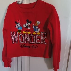 Disney Red 'Wonder' Mickey, Minnie & Donald Crewneck Sweatshirt